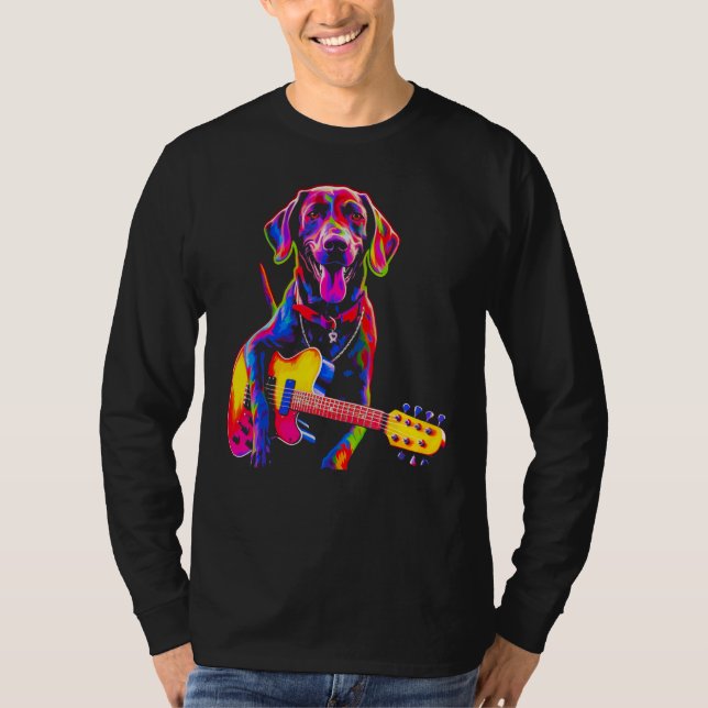 Dog German Shorthaired Pointer Guitar T Shirt (Framsida)