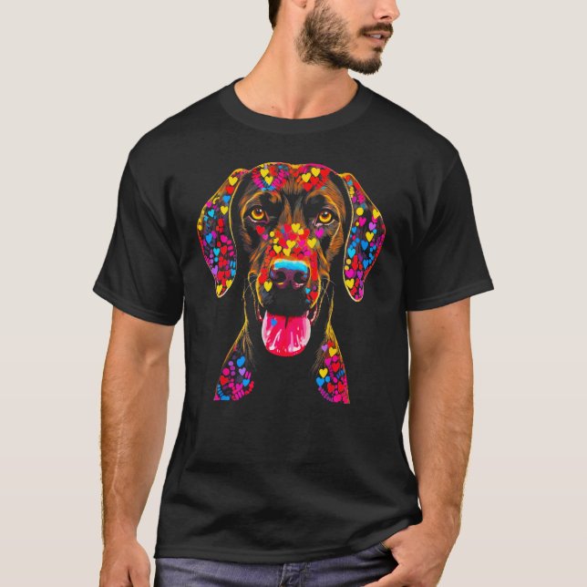 Dog German Shorthaired Pointer Love Peace T Shirt (Framsida)