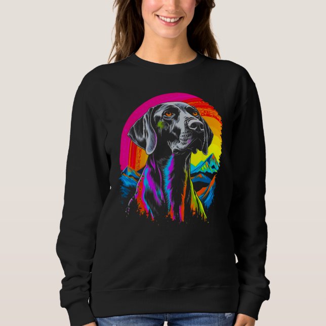 Dog German Shorthaired Pointer Mountain Nature Sun T Shirt (Framsida)