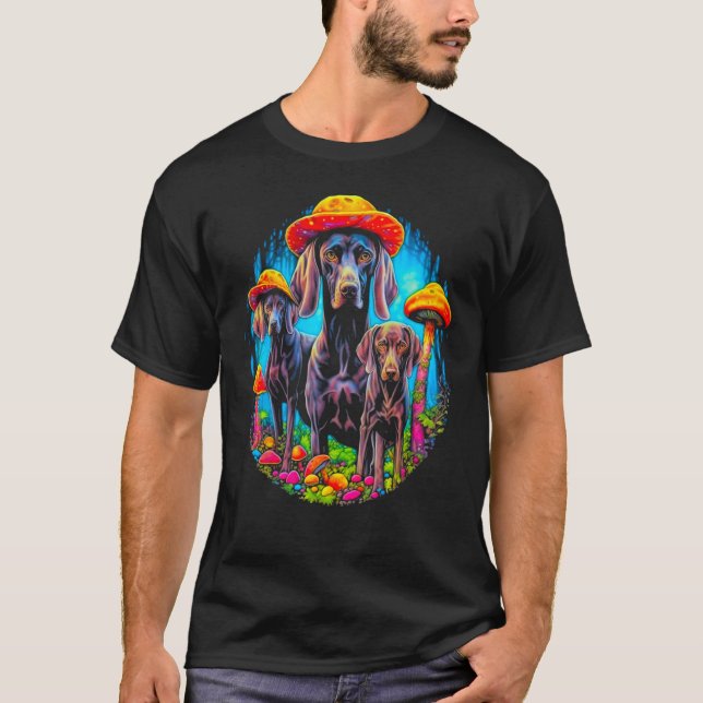 Dog German Shorthaired Pointer Mushroom T Shirt (Framsida)