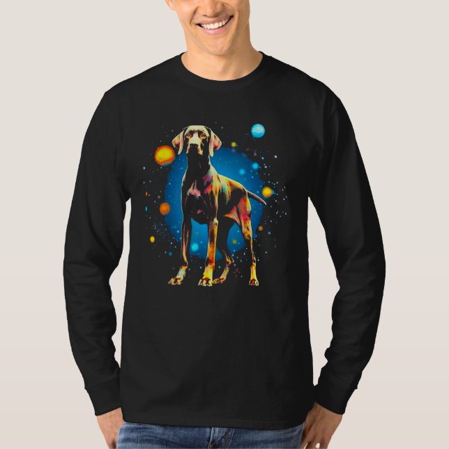 Dog German Shorthaired Pointer Planet Space T Shirt (Framsida)