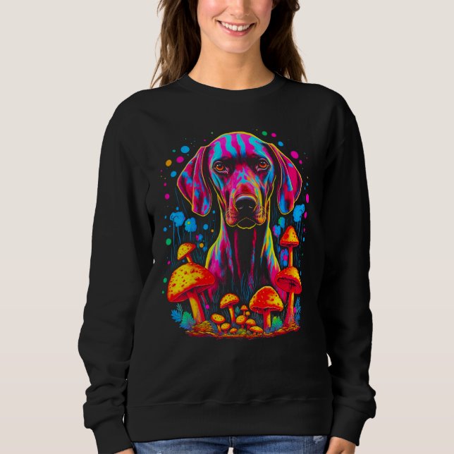 Dog German Shorthaired Pointer Psychedelic Mushroo T Shirt (Framsida)