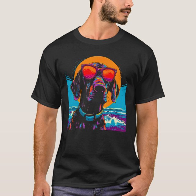 Dog German Shorthaired Pointer Summer Party T Shirt (Framsida)