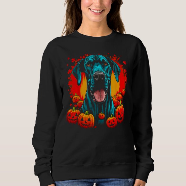 Dog Great Dane Halloween Theme T Shirt (Framsida)