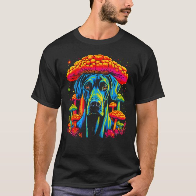 Dog Great Dane Psychedelic Mushroom T Shirt (Framsida)