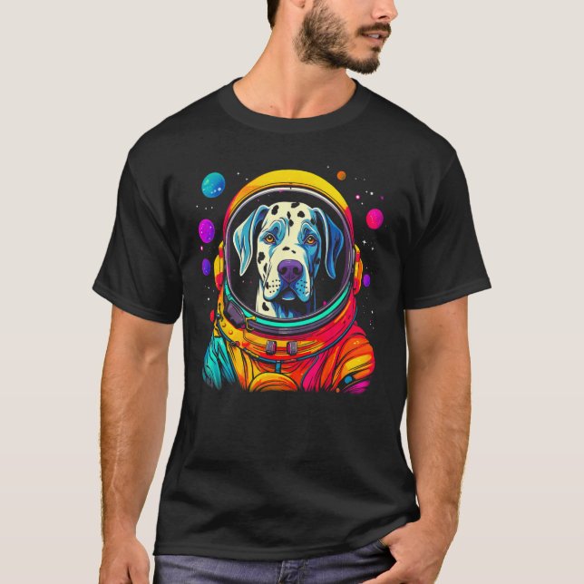 Dog Great Dane Space Astronaut Science T Shirt (Framsida)