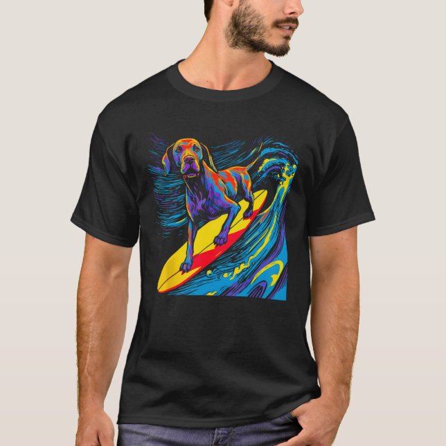 Dog Great Dane Surfing T Shirt (Framsida)