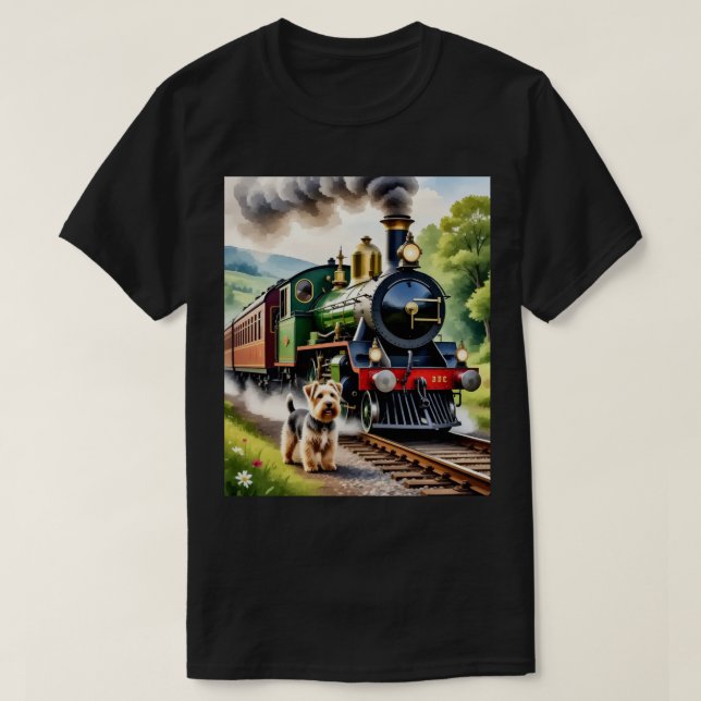 Dog Greeting steam train T Shirt (Design framsida)