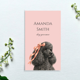 Dog Groomer Cute Poodle Pink Blush Business Card Visitkort