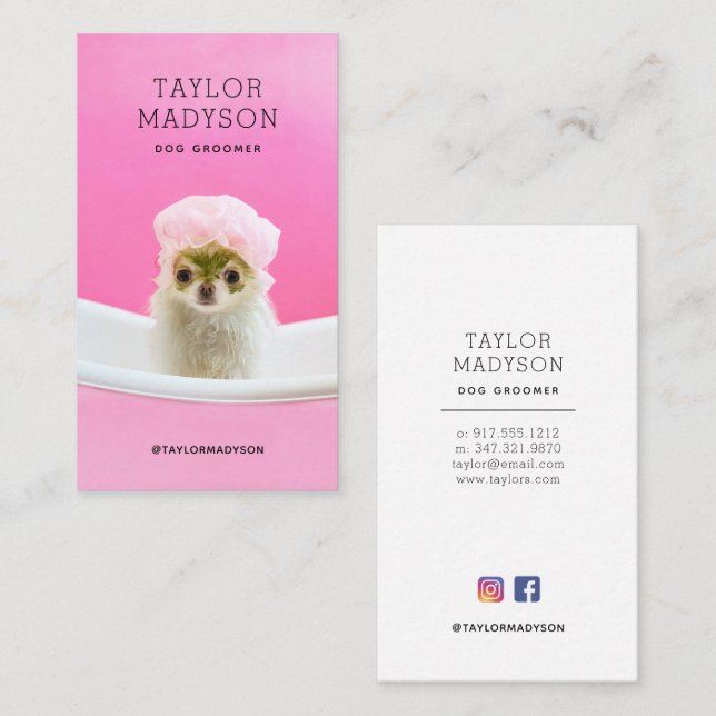 Dog Groomer Pampered Puppy Business Card Visitkort (Fram/baksida)