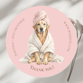 Dog Groomer Spa Personalized Thank You Stickers Runt Klistermärke