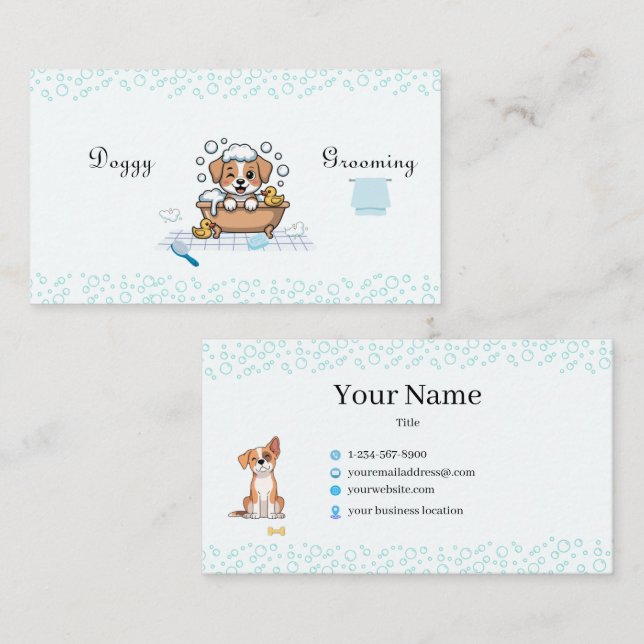 Dog Grooming Business Card Visitkort (Fram/baksida)