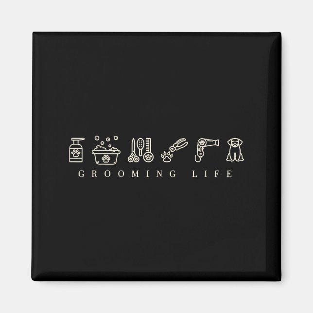 Dog Grooming Dog Groomer Life Work Pet Groomer Ico Magnet (Framsidan)