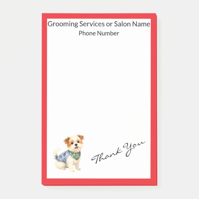 Dog Grooming Personalized Gold Elegant Collection Post-it Block (Framsida)
