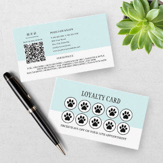 Dog Grooming Teal Loyalty Card Pet Salon Visitkort