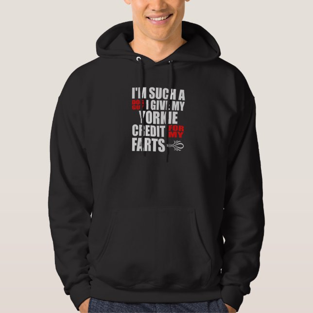 Dog Guy Yorkshire Terrier Fart Joke for Men Boy Yo Hoodie (Framsida)