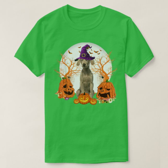 Dog Halloween Weimaraner Dog Jack O Lantern Pumpki T Shirt (Design framsida)