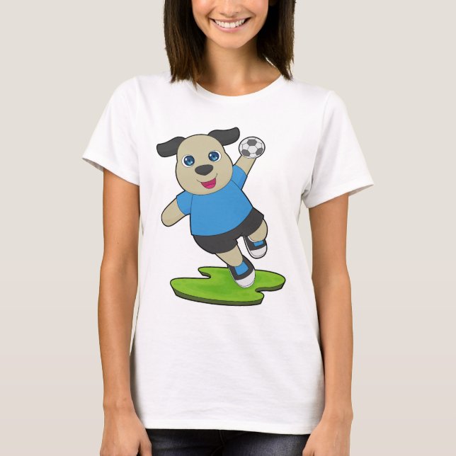 Dog Handball player Handball Sports T Shirt (Framsida)
