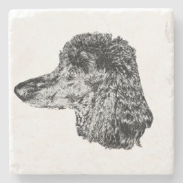 Dog Head Coaster – Detailed Black & White Portrait Stenunderlägg