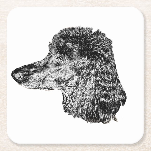 Dog Head Coaster – Detailed Black & White Portrait Underlägg Papper Kvadrat (Framsidan)