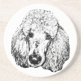 Dog Head Coaster – Minimalist Black Ink Design Underlägg