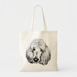 Dog Head Tote Bag – Black and White Line Sketch Tygkasse