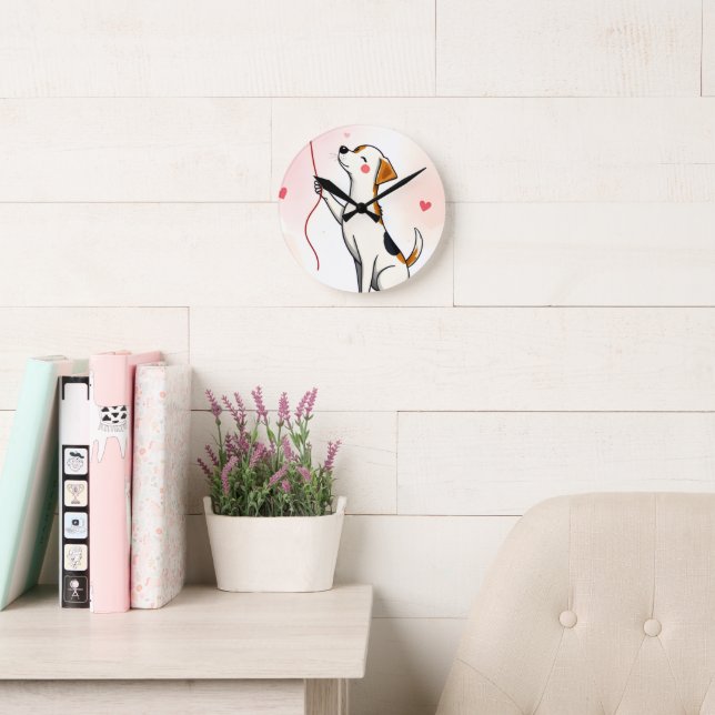 Dog Hearts Clock Rund Klocka (Läsesal)