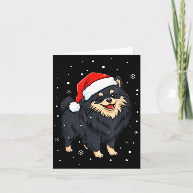 Dog Holiday Meranian Dog Santa Illustration - Fluf Kort (Framsida)