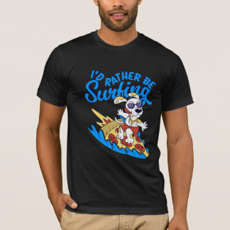 Dog i 'd rather je surfing t shirt