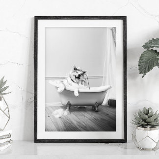 Dog i en badplatta Poster