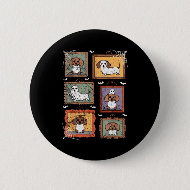 Dog In Ghost Costume Funny Halloween Puppy Lover  Knapp (Framsida)