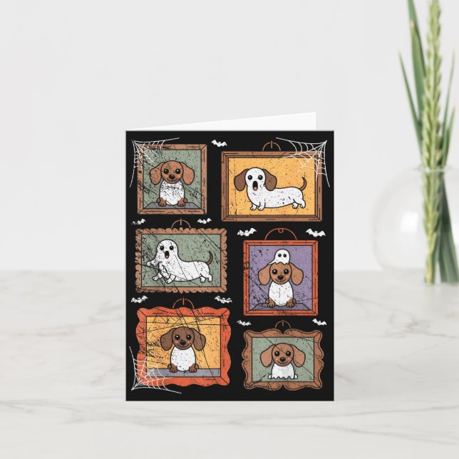 Dog In Ghost Costume Funny Halloween Puppy Lover  Kort (Framsida)