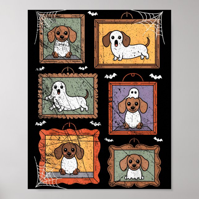 Dog In Ghost Costume Funny Halloween Puppy Lover  Poster (Framsidan)