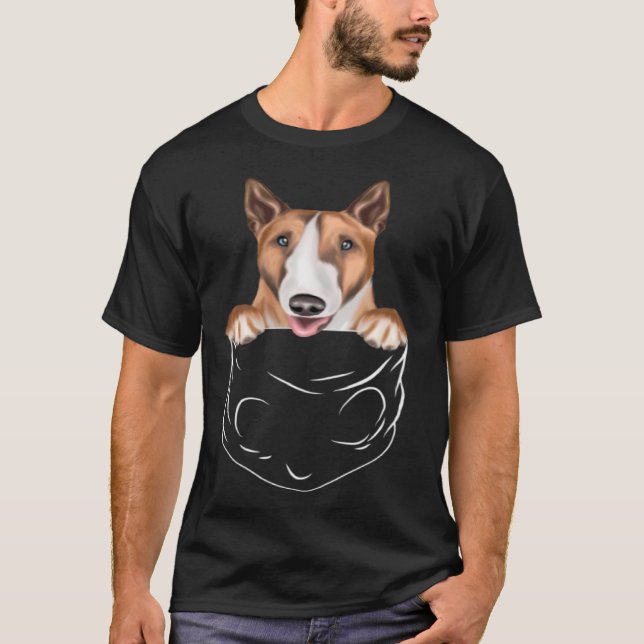 Dog In Pocket Bull Terrier  Dog T Shirt (Framsida)