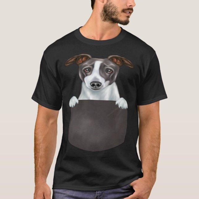 Dog In Pocket  Dog  Italian Greyhound T Shirt (Framsida)