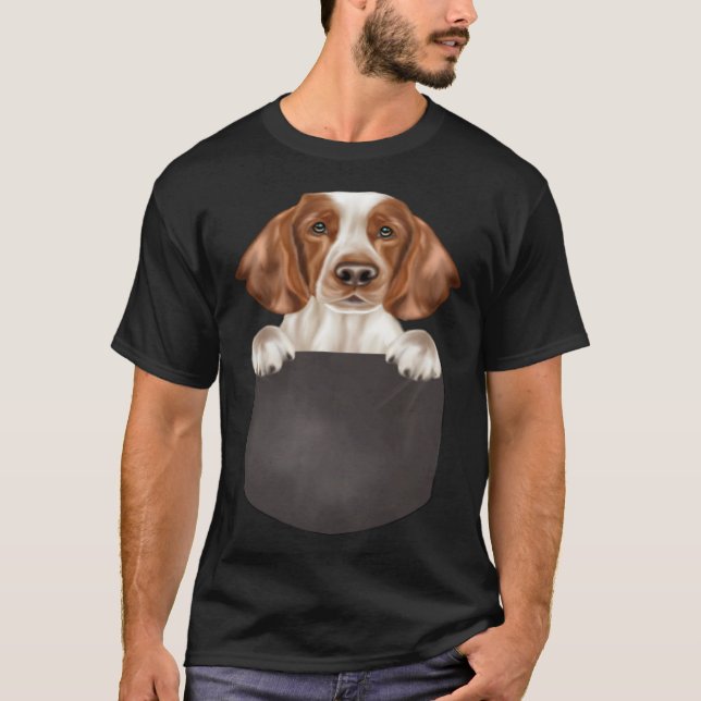 Dog In Pocket  Dog  Welsh Springer Spaniel T Shirt (Framsida)