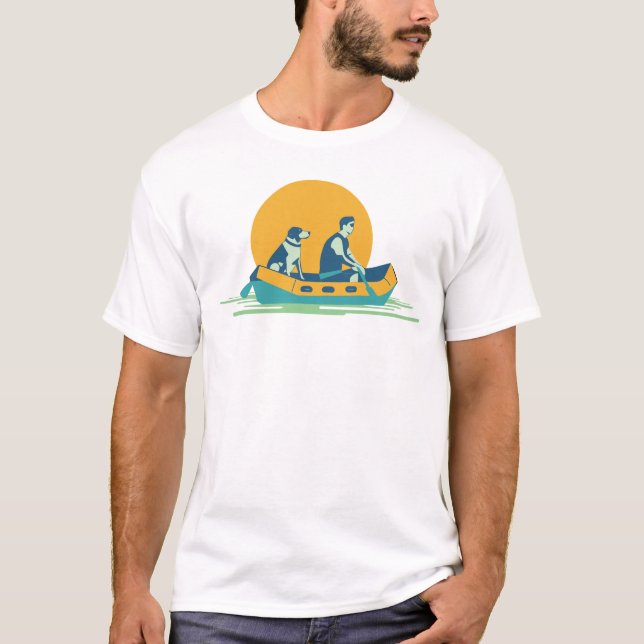 Dog in Rafting Boat T Shirt (Framsida)
