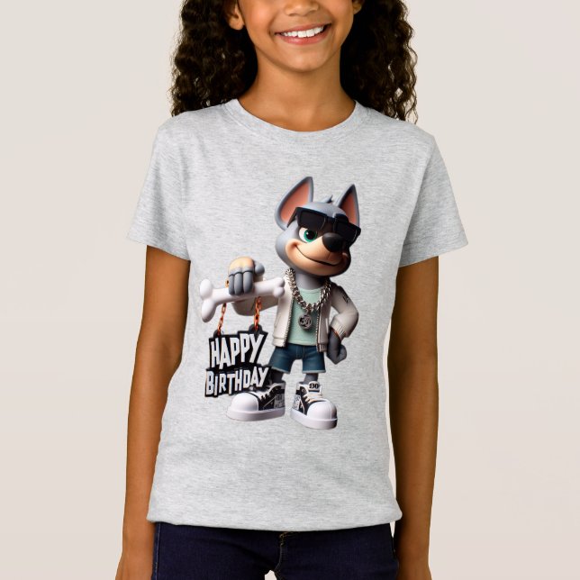  Dog in Sneakers and a Jacket, Happy Birthday, by  T Shirt (Framsida)