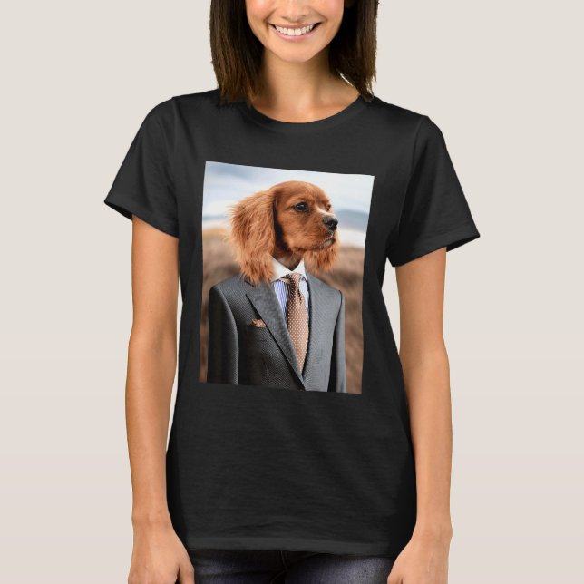 Dog In Suit And Tie  English Cocker Spaniel Mbassp T Shirt (Framsida)