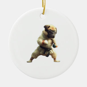 Dog Knows Karate har transformerats Julgransprydnad Keramik