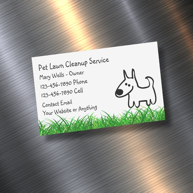 Dog Lawn Cleanup Simple Business Card Magnets Magnetiska Visitkort (Skapare uppladdad)