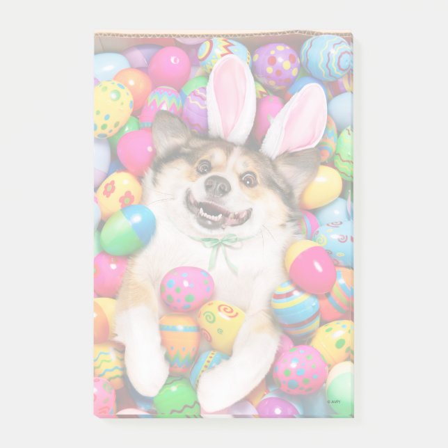 Dog Laying on Easter Eggs Post-it Block (Framsida)