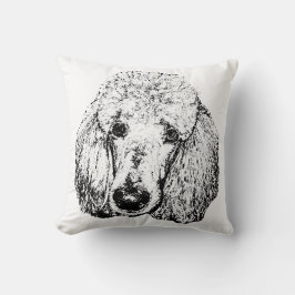 Dog Line Art Pillow – Black and White Minimalist Kudde