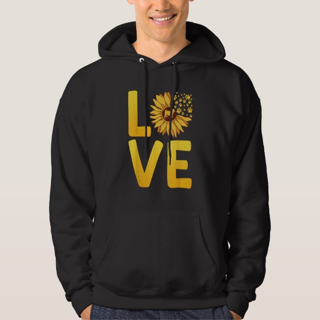 Dog LOVE Spring Fan Dog  Doggie Sunflower Dog Mom Hoodie (Framsida)