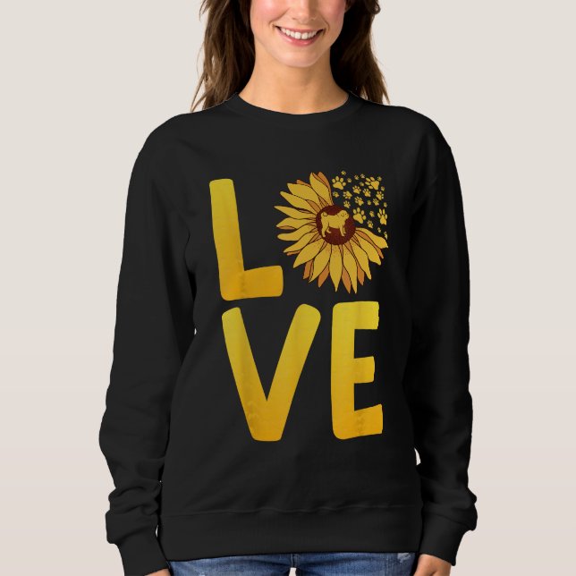 Dog LOVE Spring Fan Dog  Doggie Sunflower Dog Mom T Shirt (Framsida)