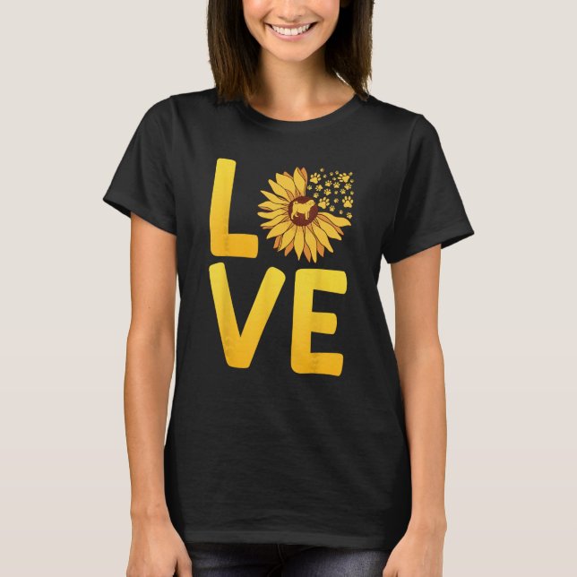 Dog LOVE Spring Fan Dog  Doggie Sunflower Dog Mom T Shirt (Framsida)