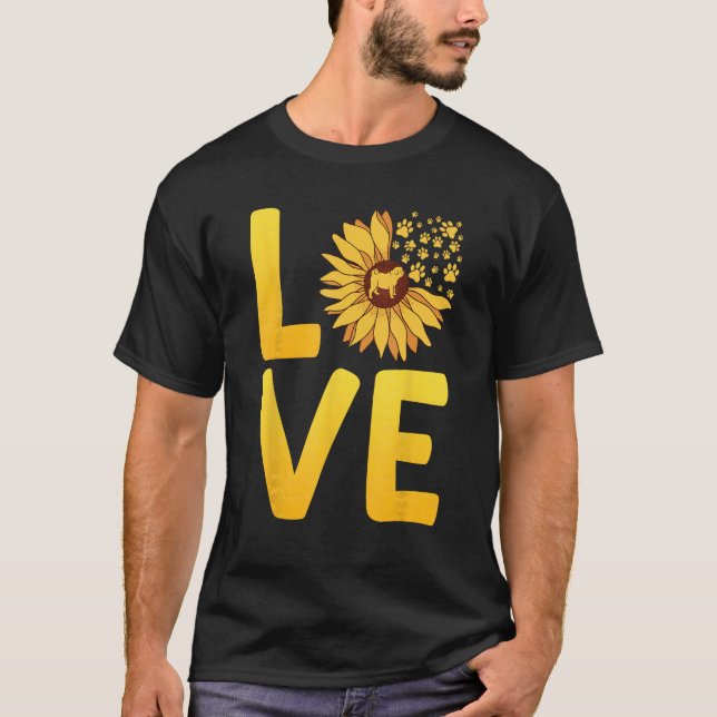 Dog LOVE Spring Fan Dog  Doggie Sunflower Dog Mom T Shirt (Framsida)