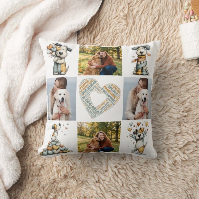 Dog Lover 4 Photo Collage Gift Kudde (Filt)