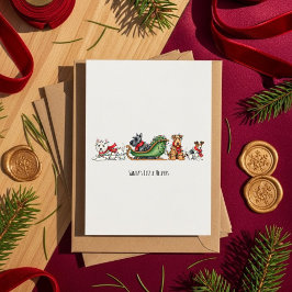 Dog Lover Christmas Card with Festive Sleigh Julkort