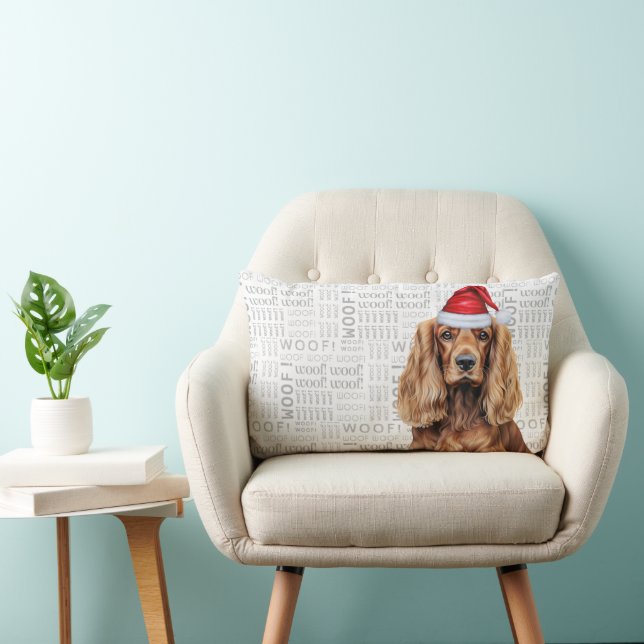 Dog Lover Christmas Cocker Spaniel Woof Holiday Lumbarkudde (Stol)